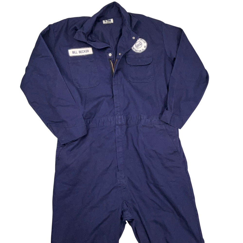 Bulwark FR Coveralls Mens 52L Navy Blue Work Flame Resistant Mechanic Jumpsuit